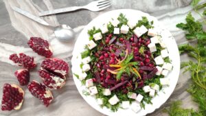Pancar Salatası Nar ve Keçi Peyniri İle